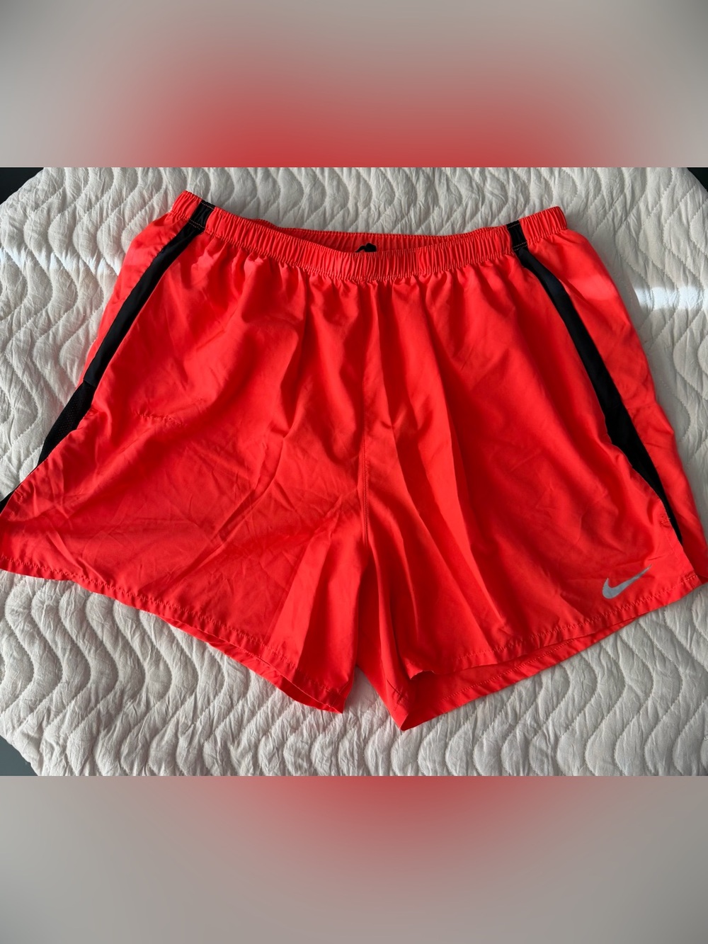Nike Dri-Fit orange shorts with black side stripes, size XXL #athletic #running
